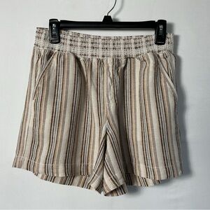 Staccato Taupe & Cream Striped High-Waist Shorts